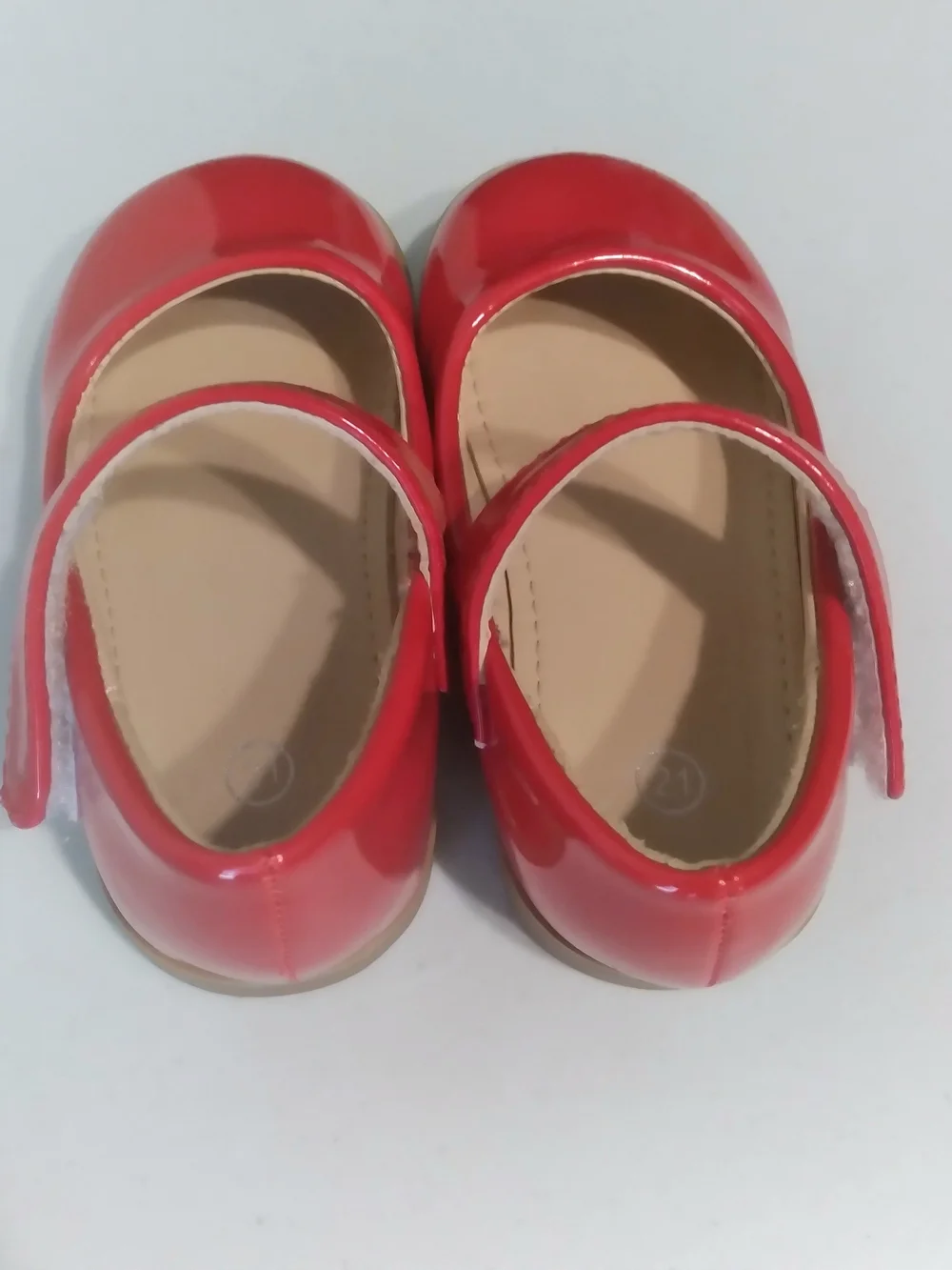 Girls' Red Patent Mary Jane Dress Shoes with Hook-and-Loop Strap